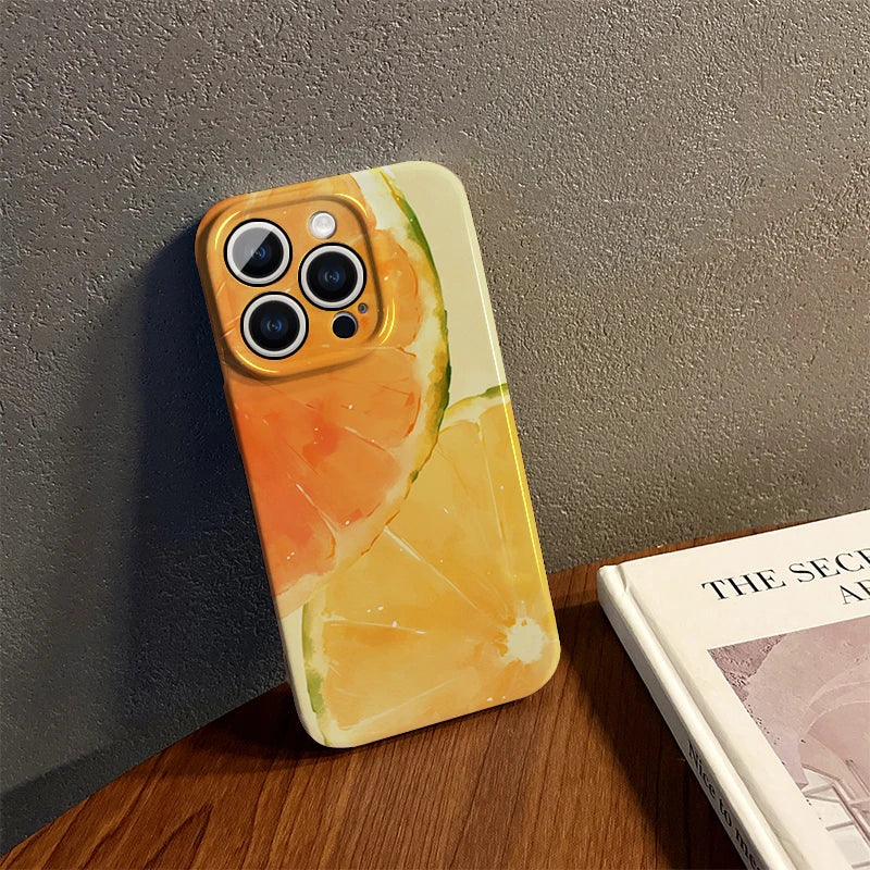 Summer Watercolor Painting Oranges Case for IPHONE Acrylic Hard Mobile Phone Cases