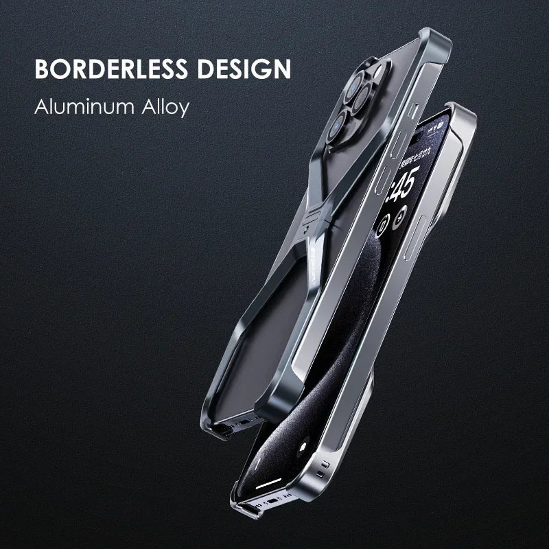 Aluminum Alloy Rimless Phone Case For iPhone | Metal X Type Removable Heat Dissipation Armor Cover