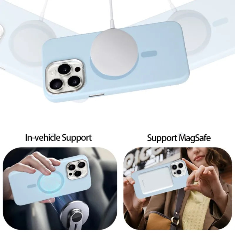 Lurxury Magsafe Liquid Silicone Phone Case For iPhone 16 15 13 12 14 Pro Max Lens Protective Wireless Charge Magnetic Cover