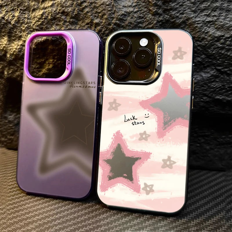 Smudged Star Matte Laser Graphic Phone Case For iPhone 16 15 14 Pro Max