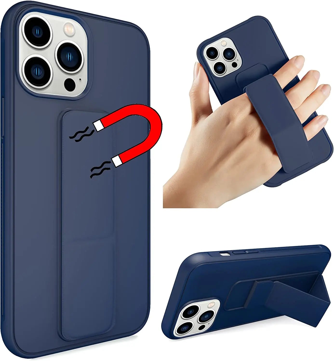 For Funda iPhone 15 Plus 14 13 12  Pro Max Case Magnetic Stand for iPhone Wrist Strap Holder Protector Case