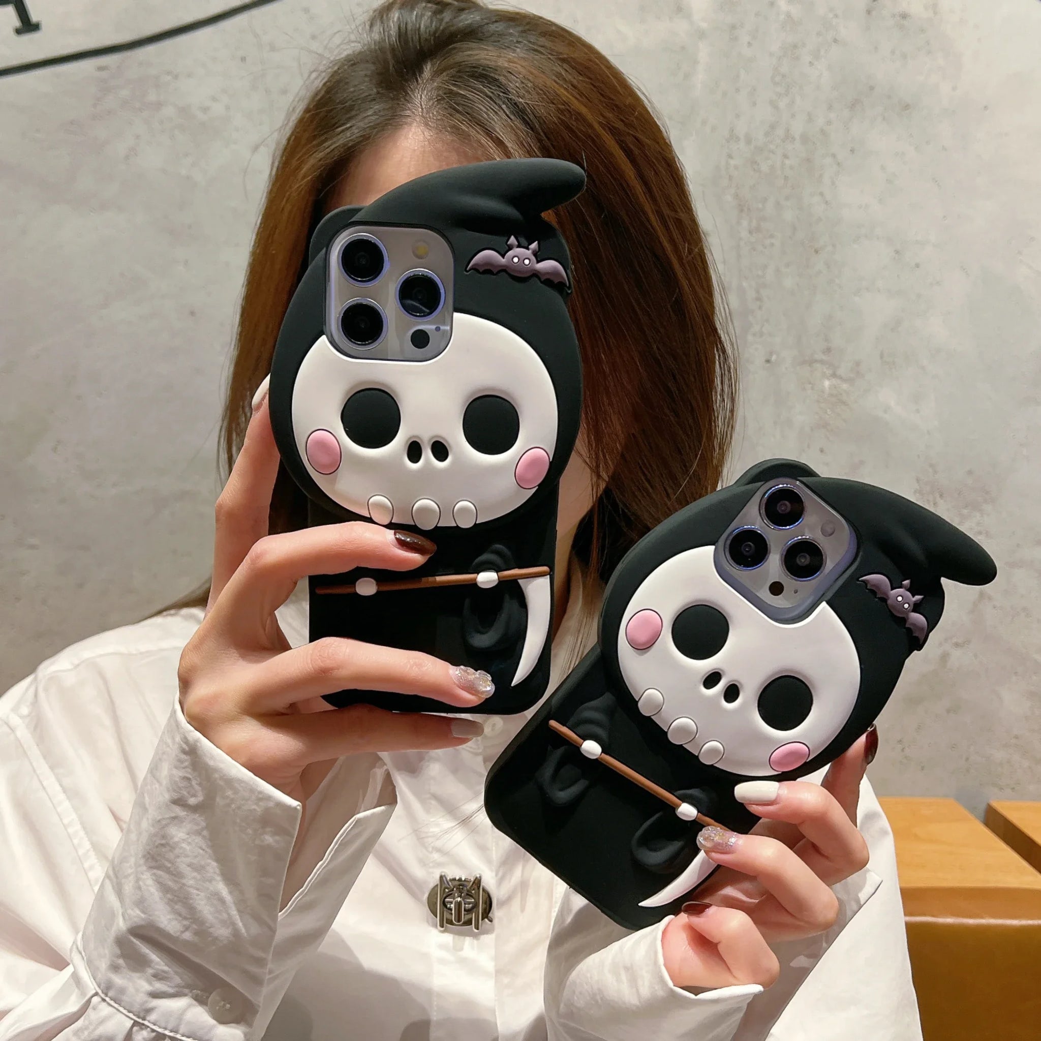 iPhone Case 3D Cute Cartoon Grim Reaper Ghost Case Soft Silicone Case Skin Shell iPhone 11 12 13 14 15Pro Max Shockproof Protector Cover