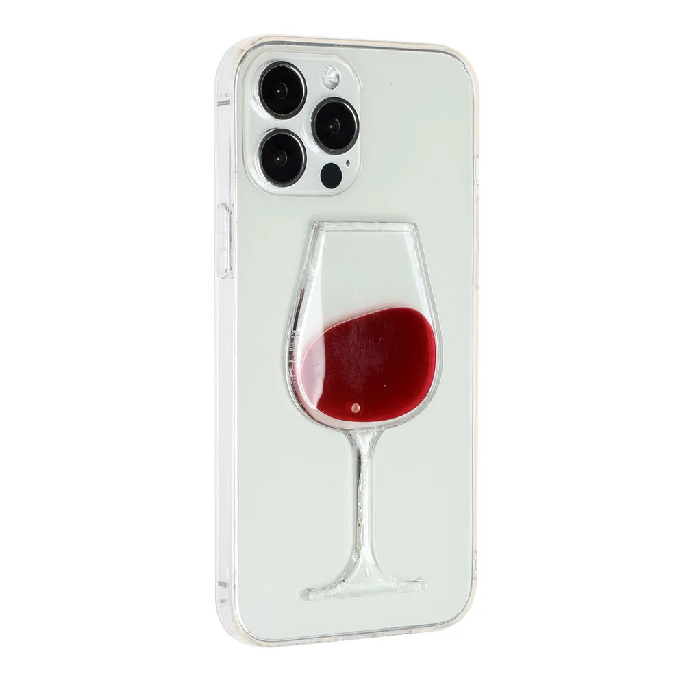 Liquid Dynamic Clear Phone Case For iPhone Wine Glass Cover