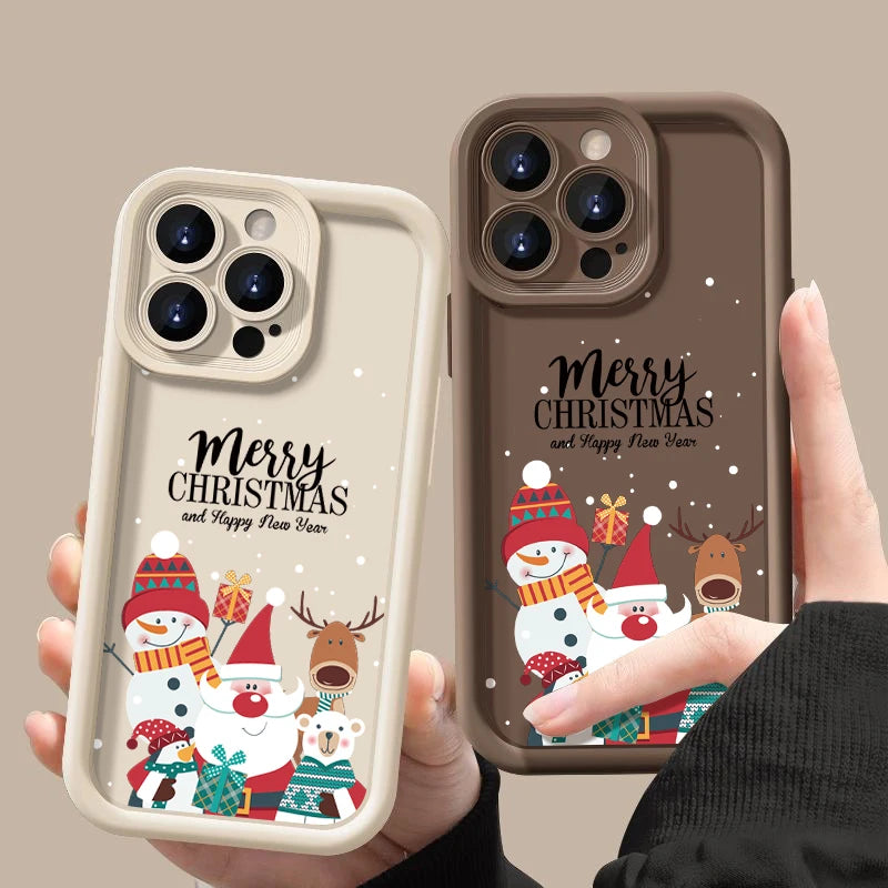 Christmas Pattern TPU Case For iPhone 16 Pro Max 15 14 Plus 13 12 11 Pro Max 7 8 XR X XS SE Shockproof Soft Silicone Phone Cover