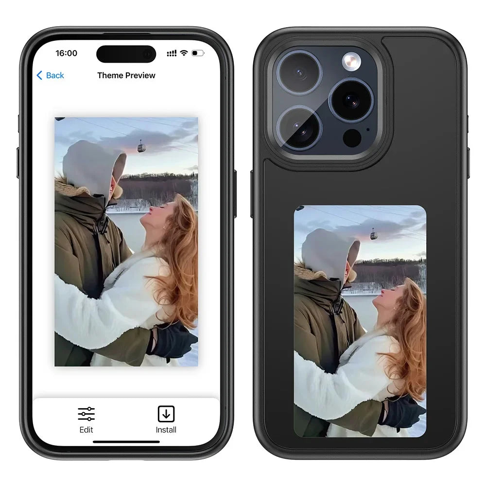 New High end E-Ink screen Phone case For iPhon, Couple Family Photo DIY Pattern Screen projection shell