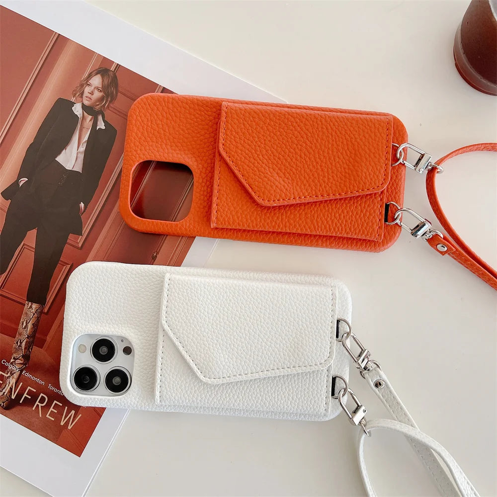 Crossbody Wallet Phone Case For iPhone | Card Holder Lanyard Leather Cover