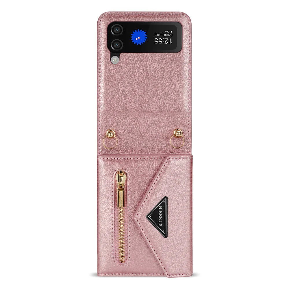 Crossbody Leather Wallet Phone Case for Samsung Galaxy Z Flip 6 5 4 3 Purse Cards Slot Holder