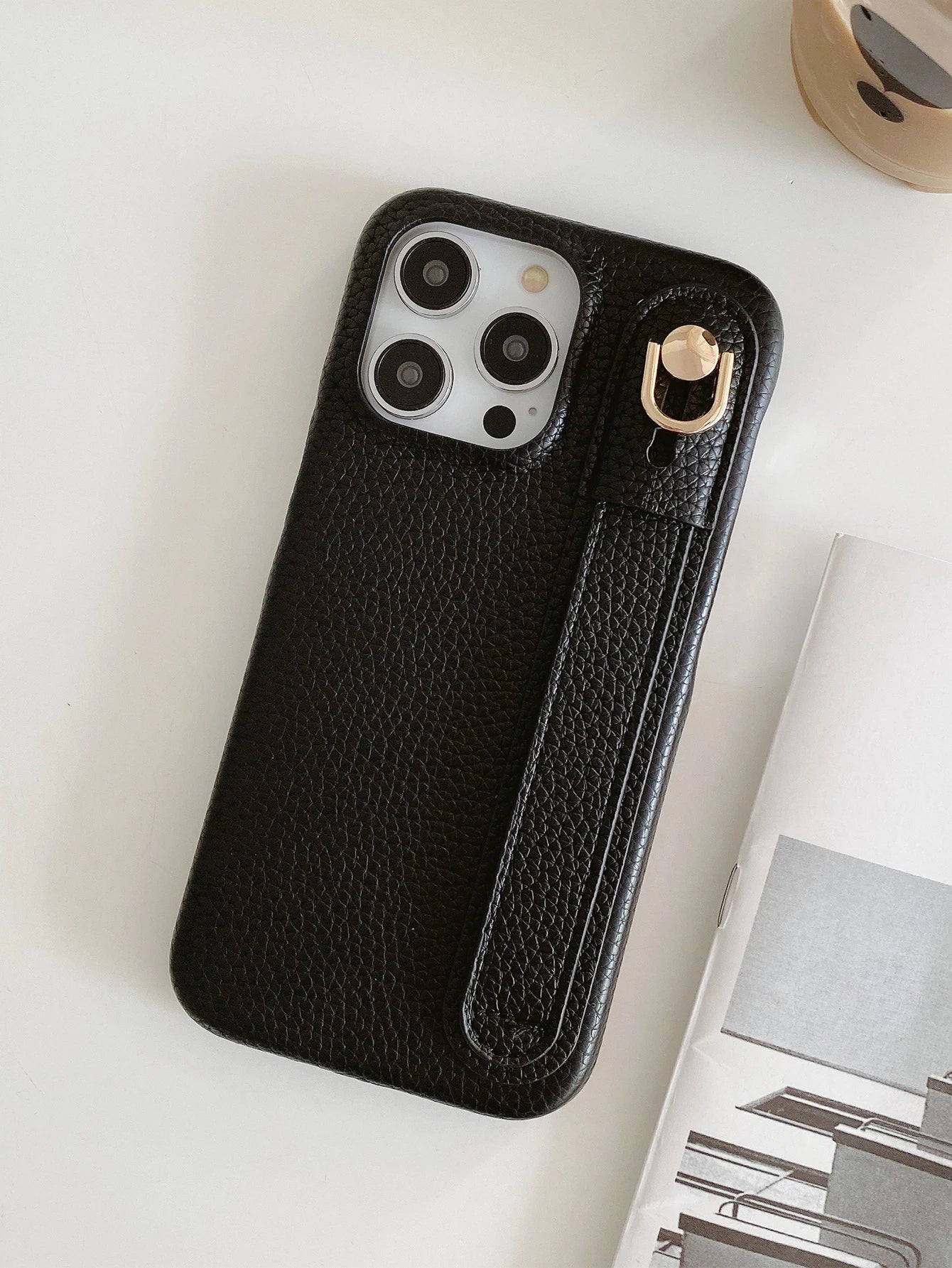 Lichee Pattern Wrist Strap Leather Case For iPhone Cover