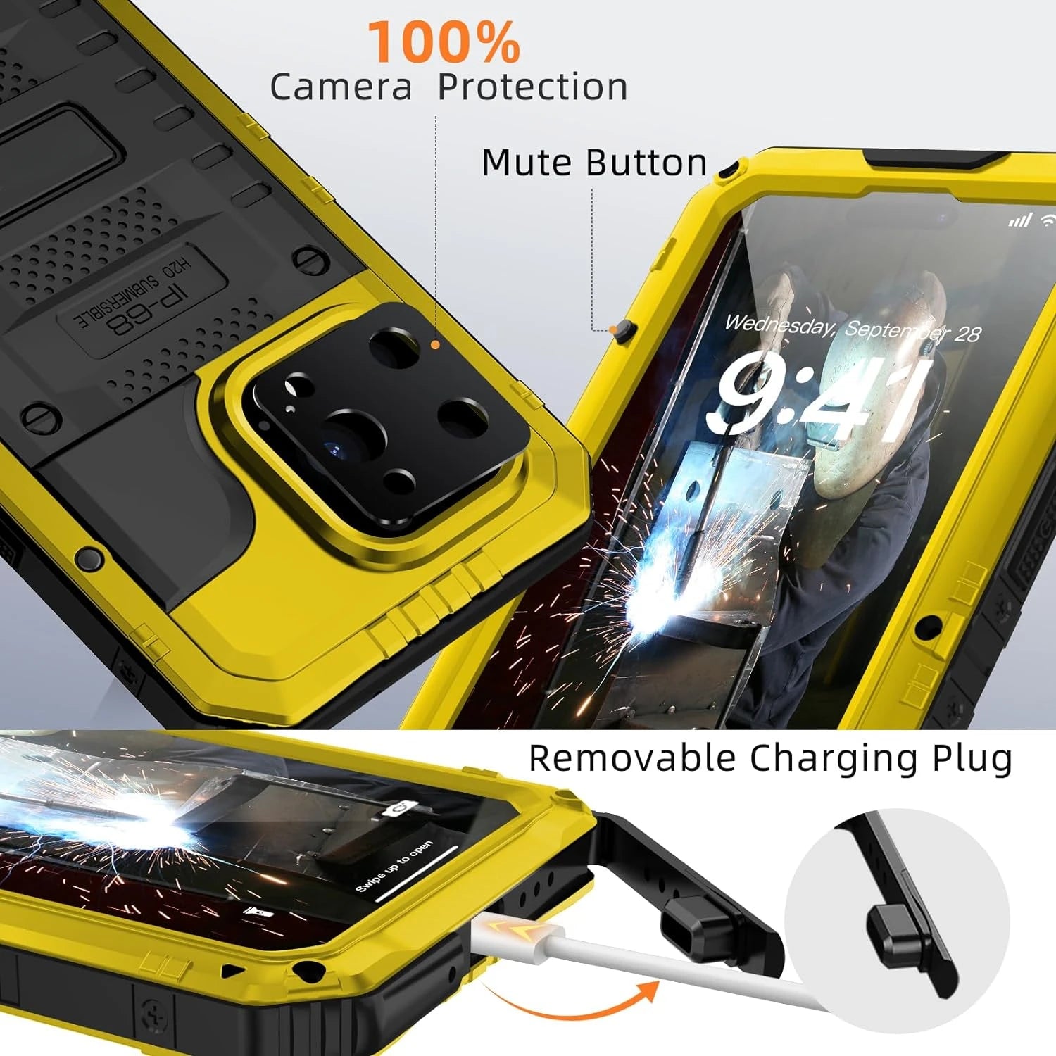 IP68 Waterproof Rugged Metal Armor Case Shockproof Cover Screen Protector For iPhone 15 14 13 12 11 Pro Max XS XR Plus SE