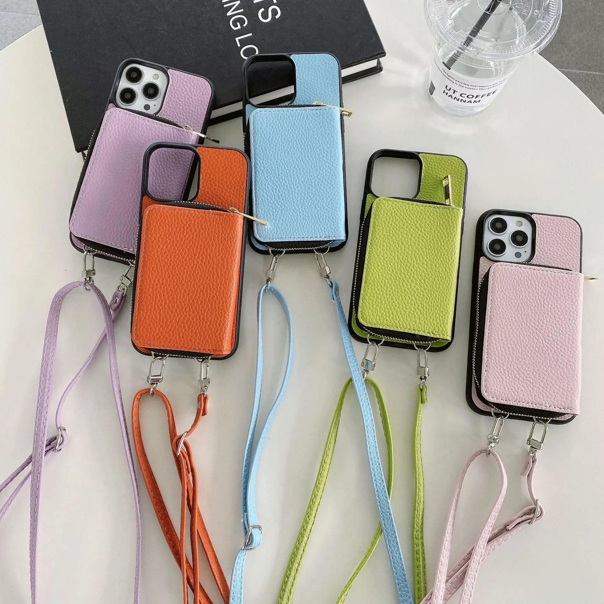 Zipper Leather Wallet Phone Case For iPhone Card Slot Holder Crossbody Lanyard Soft Cover