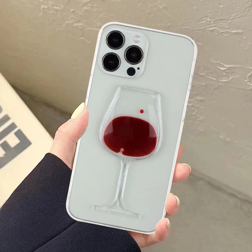 Liquid Dynamic Clear Phone Case For iPhone Wine Glass Cover