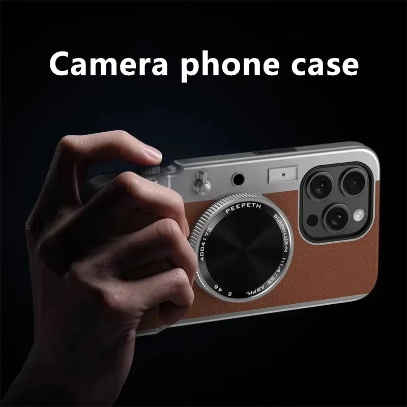 Retro Bluetooth Camera Magnetic Phone Case for Magsafe IPhone 16 15 13 14 12 Pro Max Cosmetic mirror 15 Mirror Hard PC Phone Cover