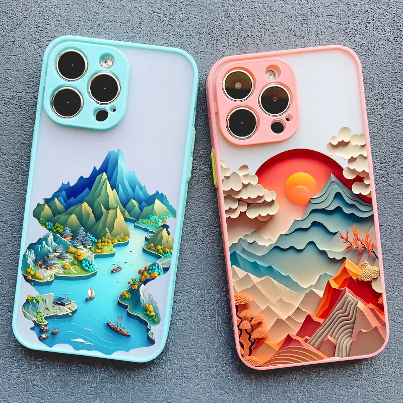 Printing Landscape Phone case For iPhone Creative Mountains Back Cover