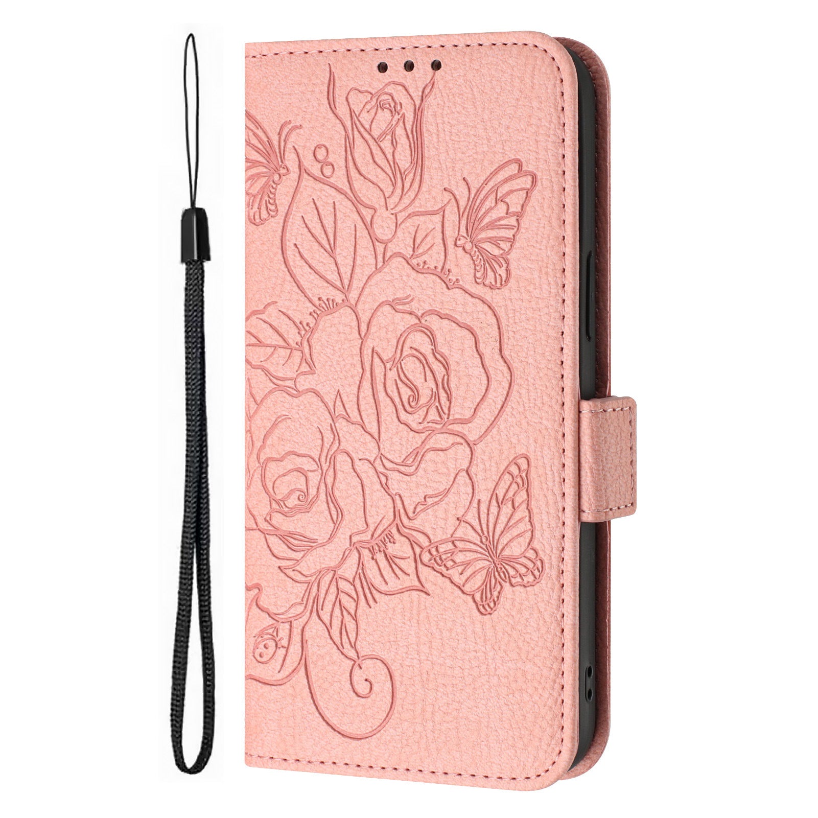 Rose Leather Wallet Flip Phone Case for iPhone 16 15 14 13 12 11 Pro Max Plus Mini X XR – Card Holder, Shockproof, Stand, Magnetic Closure