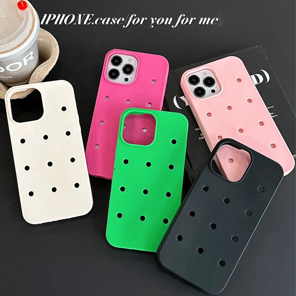 Candy Color Holes Silicone Phone Case for iPhone Shockproof Soft TPU Back Cover