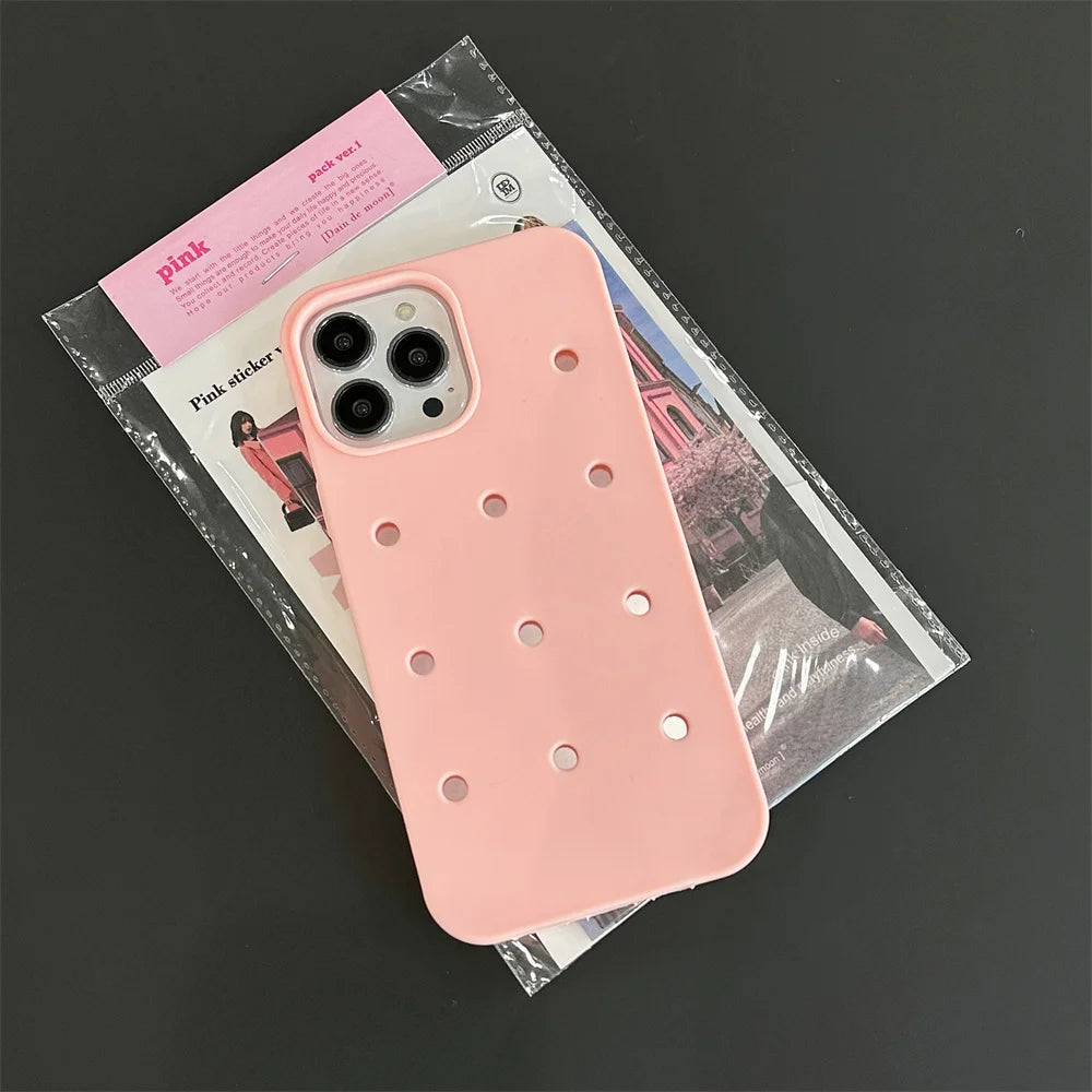 Candy Color Holes Silicone Phone Case for iPhone Shockproof Soft TPU Back Cover