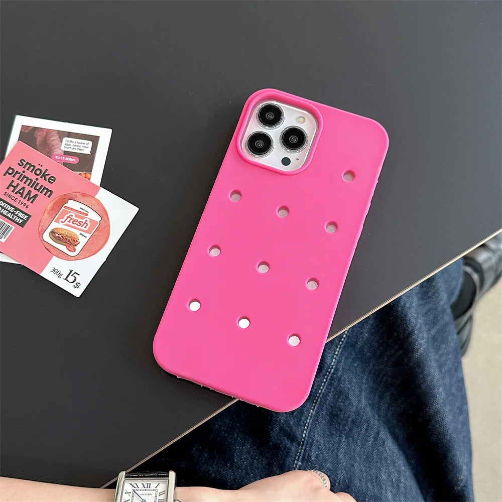 Candy Color Holes Silicone Phone Case for iPhone Shockproof Soft TPU Back Cover